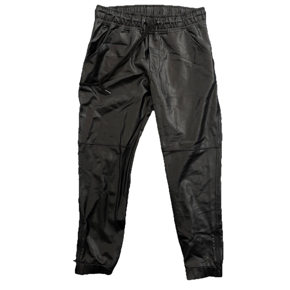 David Lerner Faux Vegan Leather Moto Jogger Pants Black Size XS Drawstring
